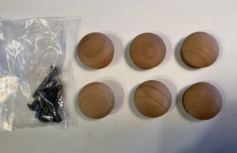Cherry Wood Round Knobs 1 1/2” Dia Button Style Cover
