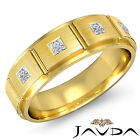 7mm Mens Princess Diamond Half Wedding Band Solid Ring 14k Yellow Gold 0.30Ct