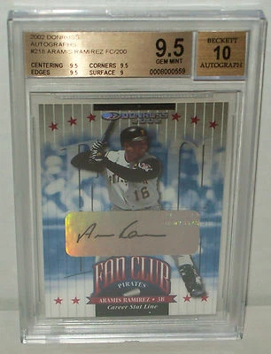2002 Donruss Fan Club autógrafo Aramis Ramirez classificação BGS 9.5/10 GEM ESTADO PERFEITO - Imagem 1 de 2