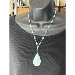 925 silver Larimar necklace - Picture 1 of 4