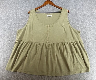 Camiseta sin mangas verde Sonoma para mujer Babydoll con botones delanteros talla grande 3X Foto 1 de 4