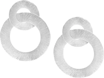 Pendientes colgantes Sheila Fajl Anna enchapados en plata cepillada doble aro círculo NUEVO Foto 1 de 4