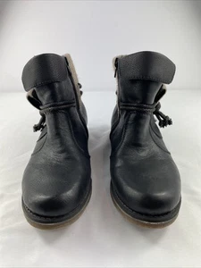 Rieker Fee 93 Ankle Boots Women’s Size 6.5 Black Faux Leather Side Zip Fold Over - Picture 1 of 13