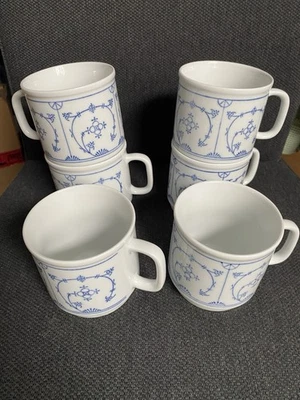 6 x Kahla Blau Saks Indisch Blau Stohblumenmuster Kaffeebecher 0,30 L - Bild 1 von 3