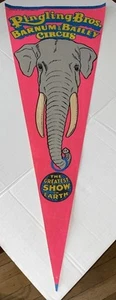 Vintage Ringling Bros Barnum & Bailey Circus Elephant 12x30" Felt Pennant pink - Picture 1 of 12