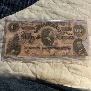 1864 Confederate State of America $100 Dollar Richmond Note - Picture 1 of 6
