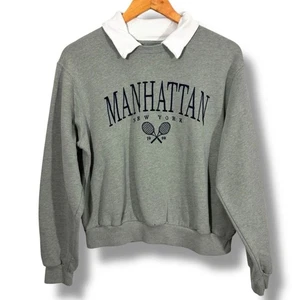 Hollister Collared Gray Manhattan New York Tennis Sweater - Picture 1 of 10