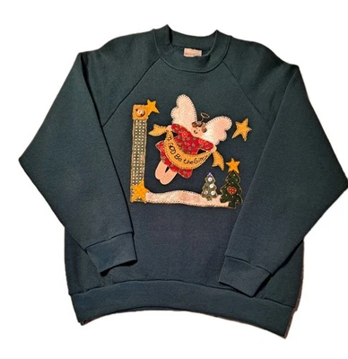 Hand Made To God Be The Glory Green Christmas Sweatshirt Size Large - Image 1 of 4