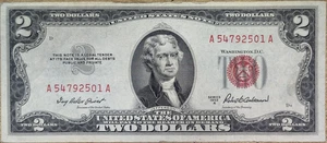 $2 1963A RED SEAL NOTE "A 54792501 A" - Picture 1 of 2
