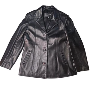Chaqueta Blazer Angelina de Cuero Negra para Mujer XL David Kadosh DKL Canadá De Colección - Imagen 1 de 10