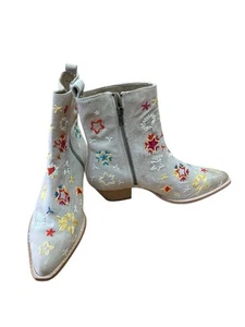 Free People Bowers Embroidered Western Ankle Boots Suede Leather New Size 39 6 - Picture 1 of 8