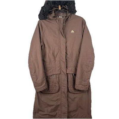 Nike ACG Parka Mujer Grande Trench Jacket Largo Cremallera Abrigo Grande De Colección Y2K Marrón Foto 1 de 4