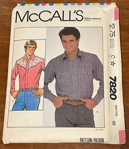 1981 McCall’s Schnittmuster 7820 Herren Hemd Taschen mit Knöpfen Größe 40 ungeschnitten - Bild 1 von 8