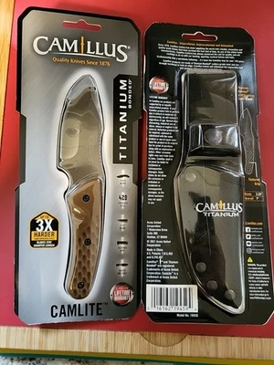 Camillus Camlite 3.25" Fixed Blade 420 Stainless Steel Titanium Bonded Knife New - Image 1 of 4