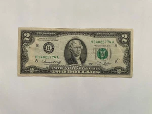 $2 Two Dollars Bill 1976 Series # H 34825774 A Real Money US Dollar Paper notes - Picture 1 of 3