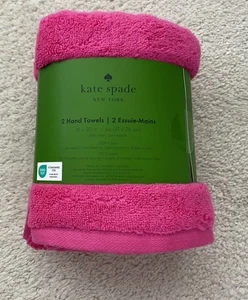 Set 2 asciugamani Kate Spade rosa caldo 100% cotone nuovi con etichetta - Foto 1 di 4