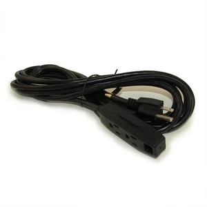 15ft 3-Outlet 3-Prong Power Extension Cord (NEMA 5-15P Black - Picture 1 of 2