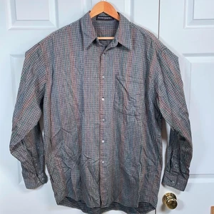 Jhane Barnes Hemd Herren M Blau Geometrisch Gestreift Knopfleiste Langarm  - Bild 1 von 8