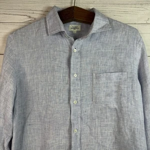 Hartford Alternative Classics 1979 Mens Sz L Blue 100% Linen Button Long Sleeve  - Picture 1 of 10
