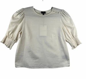 Who What Wear Damen Bluse Puffärmel Gr. XS Creme Coquette Fairy Neu mit Etikett - Bild 1 von 8