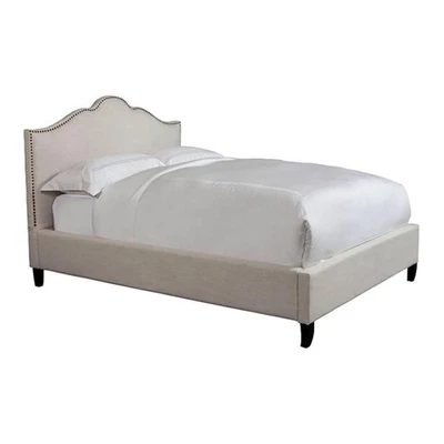 Pemberly Row Traditional Fabric California King Bed in Beige - Image 1 of 3