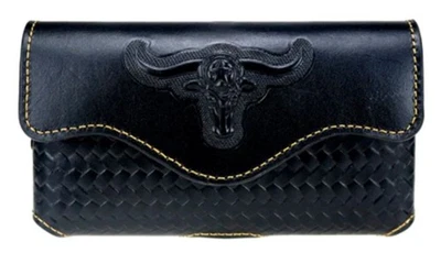 FUNDA DE CUERO LONGHORNS 7" FUNDA HORIZONTAL PARA TELÉFONO GRANDE UNIVERSAL #EH12999 Foto 1 de 4