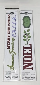 (2) Sizzix Sizzlits Die Strip Noel Holly Frame, Merry Christmas 656292 & 656293 - Picture 1 of 6