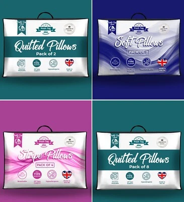 Quilted Pillows Hotel Quality Bounce Back Deep Filled Pillows pack 1x2x4x6x8 - Image 1 of 4