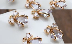 1pair 14K Gold-filled Gold Earring compose earrings Bow Style pendant DIY - Picture 1 of 2