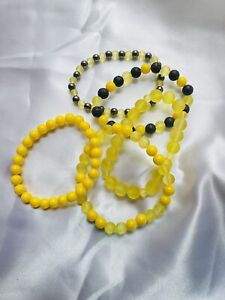Glass Bead Bracelets, Yellow And Black