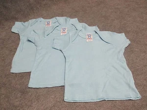 (3) T-shirt maglietta azzurra pelle di coniglio bambino neonato spalla giro taglia 6M nuove - Foto 1 di 3