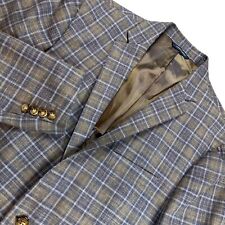 RRL Ralph Ralph Lauren Wool Silk Linen Blue Gray Plaid Sports Coat 44R Relax Fit