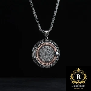 Prayerful Covered Case,925 Silver Men's King Byzantine Chain Necklace Medallion - Picture 1 of 14