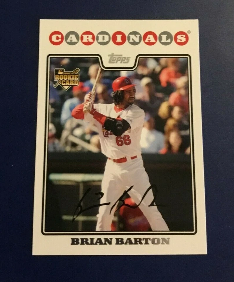 2008 Topps # 8 BRIAN BARTON ROOKIE RC Factory Bonus Pack St. Louis Cardinals  - Image 1 of 1