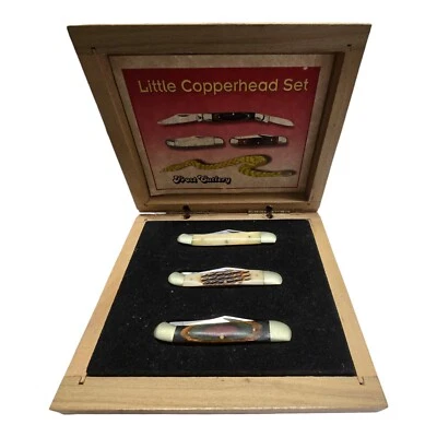 Frost Cutlery Little Copperhead Set 3 Knives In Wood Box - Image 1 of 4