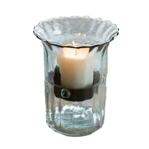 Ribbed Clear Glass 11 in Candle Hurricane Rustic Pillar Holder Display Vase - Picture 1 of 3