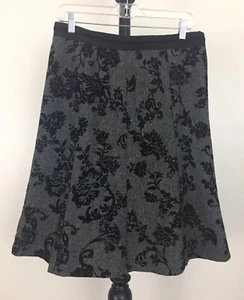 Ann Taylor size 8 gray and black brocade lined A line skirt - Picture 1 of 5