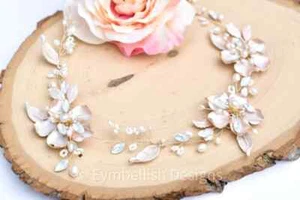 Blush Wedding Hair vine- Halo bridal hair accessory- bridal comb Tiara - Picture 1 of 5