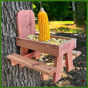 Squirrel Picnic Table- Picnic Table Feeder for Squirrels with Corn Holder - Picture 1 of 9