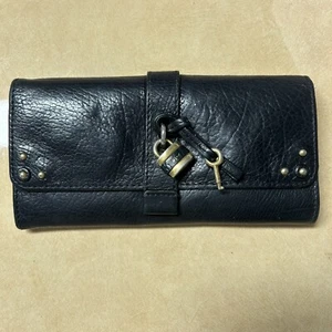Chloe Paddington Black Leather Studded Lock Key Bifold Long Wallet - Picture 1 of 10