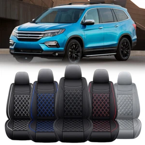 Juego de protectores de 2/5 asientos de cuero PU de lujo para fundas de asiento de automóvil Honda Pilot 03-2023 - Imagen 1 de 26