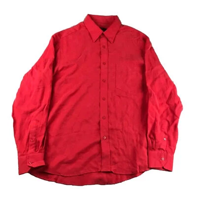 Bugatchi Uomo 衬衫男式大号红色长袖纽扣 — 第 1/4 张图片