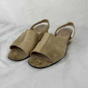 SALVATORE FERRAGAMO Cuñas de Colección de Gamuza Tostada y Cuero Talla 7 B Italia - Imagen 1 de 14