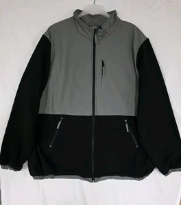 King Size Brand Fleece Jacket Full Zip Black/Grey Colorblock Men's Sz 4XL Tall - Picture 1 of 6