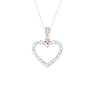 Dazzling Hollow Heart Necklace 0.43ct Moissanite Pendant 14k Rose Gold Plated - Imagen 1 de 6