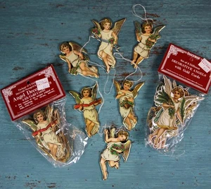 Lot/18 Vintage Merrimack Shackman Victorian Die Cut Angels Ornaments Hong Kong - Bild 1 von 8
