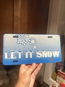 Vintage 70er Jahre Let Is Snow Booster Nummernschild Winter Weihnachtszeit - Bild 1 von 4
