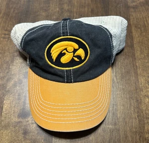 University of Iowa Hawkeyes-Black/White/Yellow Snapback Mesh Hat/Cap - Picture 1 of 3