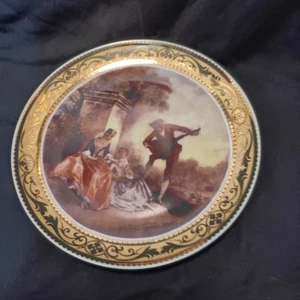 SET 4 VINTAGE 23 KT GOLDBESETZTE PORZELLANTELLER LANDSCHAFTLICHE ZENTREN - Bild 1 von 15