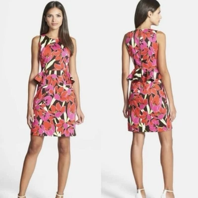 Vestido KATE SPADE NEW YORK NOVO SEM ETIQUETAS Floral Snap Bainha de Dragão Peplum Tamanho 8 - Imagem 1 de 4